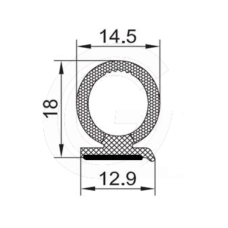 Sealing profile | EPDM | black | 18x14.5mm | per meter